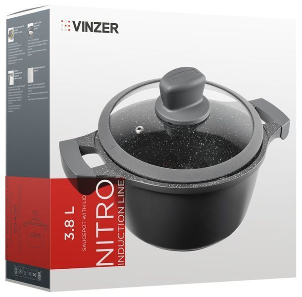 Каструля з антипригарним покриттям Vinzer Nitro Induction Line 3,8 л 50458 фото